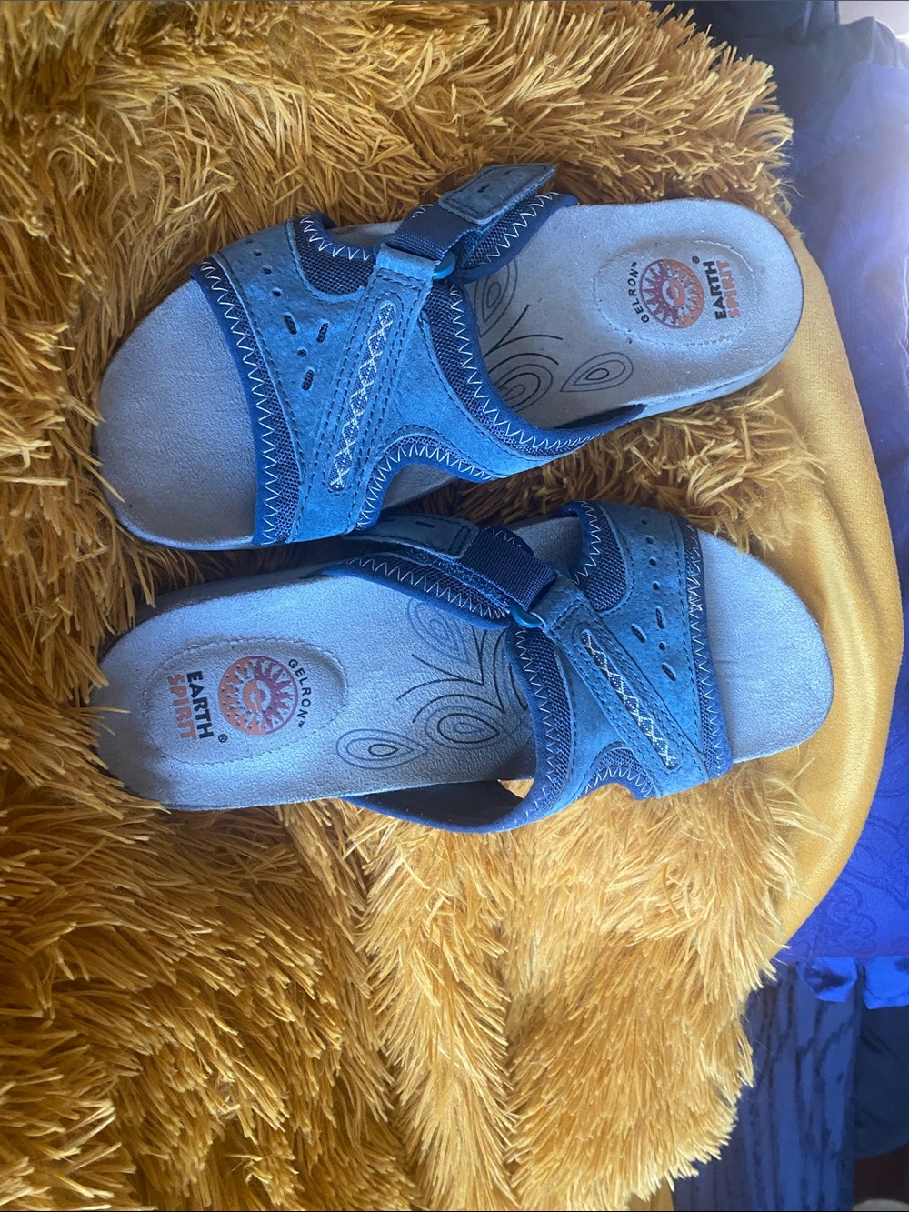Earth Spirit Blue Adjustable Comfort Slide Sandals
